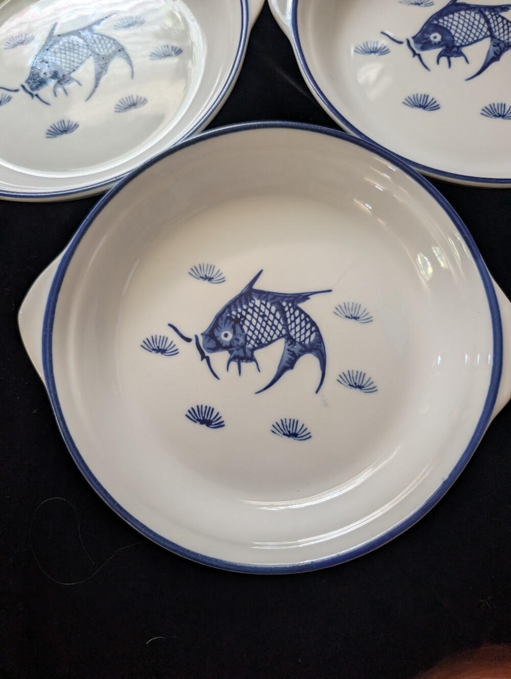 Fish-Print Bowl in Blue and White